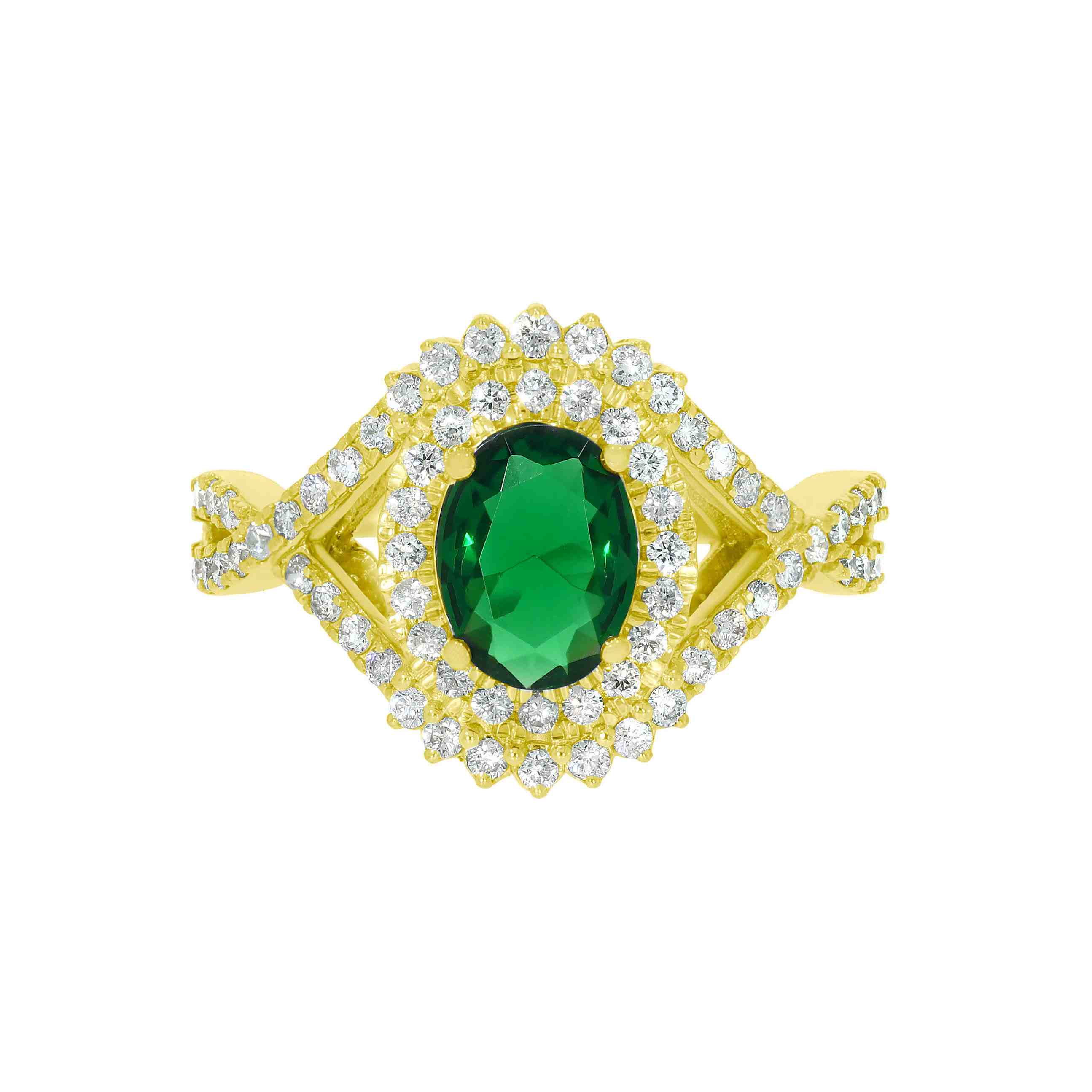 Oval Emerald With Diamond Halo Engagement Rings LR11793A